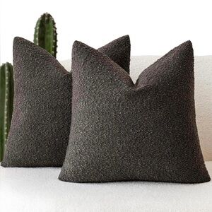 NEW! 2 Dark Brown Textured Throw Pillows Covers